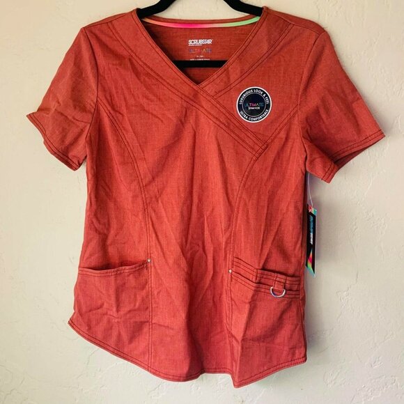 Womens Small Solid Rust Clay Scrub Top Small - Ultimate Collection Scrubstar - Picture 1 of 8